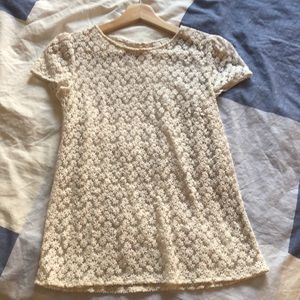 Ann Taylor LOFT flower lace tee XS